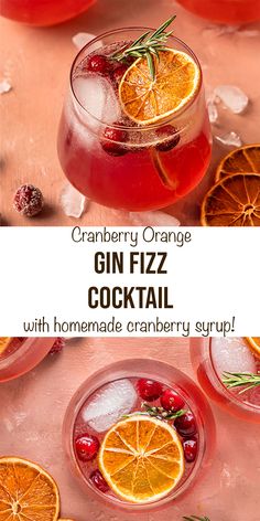 the gin fizz cocktail with homemade cranberry syrup