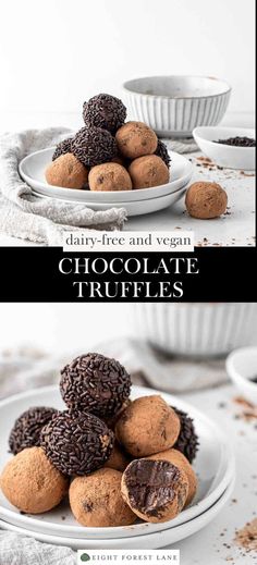 Vegan chocolate truffles are made using just three ingredients and are a really easy way to turn regular chocolate into a special occasion treat. These truffles are made with a creamy and decadent ganache and are dairy-free and vegan.