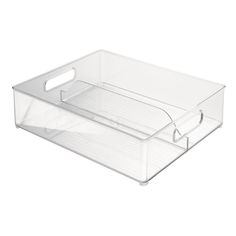 a clear plastic storage container with handles