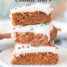 three gingerbread cookie bars stacked on top of each other