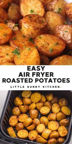 air fryer roasted potatoes with text overlay