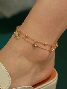 Holiday Style Beach Rose Dragonfly Zircon Multilayer Anklet Trendy Anklets For Spring Vacation, Spring Gold Anklets For The Beach, Casual Ankle Strap Anklets For Spring, Casual Spring Anklets, Casual Anklets For Summer Parties, Casual Summer Anklets With Ankle Strap, Summer Casual Ankle Strap Anklets, Casual Summer Anklets, Casual Summer Party Anklets