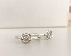 Rose ring sterling silver rose flower ring stacking ring Adjustable Rose Flower Ring Gift, Adjustable Roses Flower Ring Gift, Adjustable Rose Flower Ring, Adjustable Flower Ring With Roses For Anniversary, Adjustable Rose Flower Ring For Anniversary, Rose Flower Ring, Mini Roses, Rose Ring, Ring Stacking