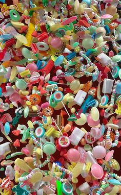 a pile of assorted candy and candies on display