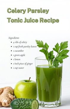 Celery Parsley Tonic Juice Recipe + Health Benefits | Healthy Green Juice and Smoothie Diet . Is Celery Juice Healthy? Here are the 8 health benefits of drinking celery juice. Health Benefits of Celery Juice | benefits of celery juice on empty stomach | benefits of celery juice in the morning | when to drink celery juice | celery juice benefits skin | health benefits of drinking celery juice. #juicerecipe #celeryjuicerecipe #detoxjuicerecipes #juicecleanse Health Juice Recipes, Health Benefits Of Celery, Benefits Of Celery Juice, Liver Healthy Foods, Healthy Green Juice, Benefits Of Celery, Healthy Skin Diet, Celery Juice Benefits