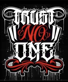 an image of graffiti art with the words'no one'in red and white