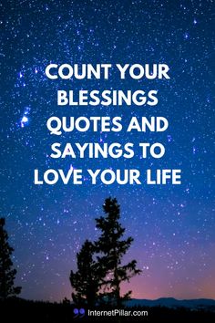 a night sky with the words count your blessings quotes and sayings to love your life