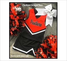 This will make a great cheerleader uniform to wear on the first day of school or to wear to the games!! Great for cheer apparel for the little ones & pee wee cheerleaders to show school spirit. The tops & skirts are sold separate. These tend to run small so please check the measurements that are listed in the pictures above. PLEASE READ ORDERING INSTRUCTIONS BEFORE PLACING YOUR ORDER. PLACING AN ORDER Choose your shirt size in the first drop down Choose your shirt color in the second dro Cheerleader Uniforms, Cheer Apparel, Uniforms School, Cheer Tops, Cheer Uniforms, Pee Wee, Cheer Uniform, Cheer Outfits, Cheer Girl