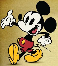 a cartoon mickey mouse running with his arms out