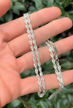 "Lightweight Rope Chain 925 Sterling Silver Very elegant, suitable for both day and night Enriched details with high quality craftmanship model wears 15.7\"(40cm) Details: 925 Sterling Silver Width:3 mm . . . . . . . . . . . . . . . . . . . . . . . . . . . . . . . . . . . . . . . . . . ★ You can check out other lovely choices of jewelry in store Belita Design: https://www.etsy.com/shop/BelitaShop . . . . . . . . . . . . . . . . . . . . . . . . . . . . . . . . . . . . . . . . . . 100% SATISFACTIO Silver Link Rope Chain Necklace Gift, Sterling Silver Link Necklace With Rope Chain, Silver Chain Link Jewelry With Rope Chain, Silver Rope Chain Link Jewelry, Silver Rope Chain Jewelry, Silver Jewelry With Rope Chain Link, Sterling Silver Rope Chain Necklace Gift, Sterling Silver Rope Chain Necklace As A Gift, Silver Rope Chain Necklace As A Gift