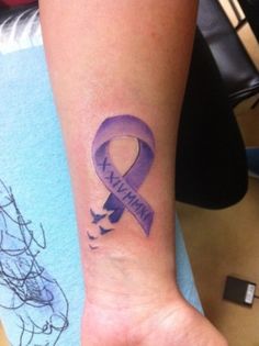 Purple Ribbon Tattoos, Alzheimers Tattoo, Small Wave Tattoo, Remembrance Tattoos, Quote Tattoo