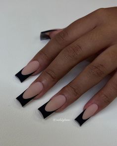 black matte + perfect french 🤝 nailsbylanae 🫶🏽 . . PS. there is nothing simple about french… | Instagram Black Curved French Tip Nails, Mate Black French Tip Nails, Medium Square French Tip Acrylic Nails Black, Matte French Tip Nails Square, Matte Black Nails With Shiny French Tip, Matte Black Tips Nails, Matte Black French Nails, Matte Black Nails French Tip, Black French Matte Nails