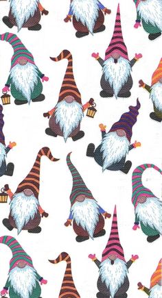 several gnomes with hats and scarves are on a white background that is very similar to the one in the movie