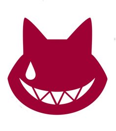 a red cat with teeth and fangs on it's face