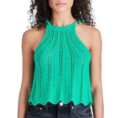 Nwt. Offers Welcome! Spring Pointelle Knit Cami Top, Spring Knit Camisole, Trendy Sleeveless Crochet Top, Trendy Sleeveless Pointelle Knit Crochet Top, Spring Vest Knit Top, Summer Pointelle Knit Camisole Top, Fitted Sleeveless Pointelle Knit Crop Top, Green Knit Vest Top, Green Crop Top Camisole