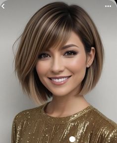 Short Hair Color Highlights, Brunette Bob Haircut, Hair Color Options, Beautiful Haircuts, Bangs With Medium Hair, Short Sassy Hair, Kids Hair Cuts