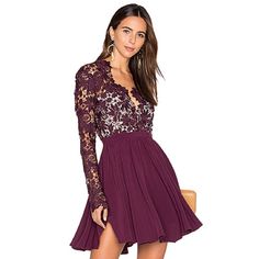 Stylestalker Rosale Long Sleev Lace Dress Plum Rosalie Long Sleeve Dress In Plum By Stylestalker New With Tags Floral Lace Detail V Neck Front Back Zipper Closure Partially Lined 100% Polyester Lining Polyester Manufacturer No. Ss11161044 Miss Gypset No. 1224 Knee-length Cocktail Dresses With Lace Sleeves, Cocktail Mini Dress With Lace Patchwork, Purple Lace Mini Dress For Party, Knee-length Lace Mini Dress, Mini Length Lace Patchwork Dress For Date Night, Mini Dress With Lace Patchwork For Brunch, Mini Lace Patchwork Dress For Date Night, Brunch Dresses With Lace Patchwork In Mini Length, Brunch Mini Dress With Lace Patchwork