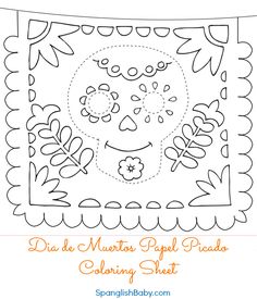 an image of a mexican day of the dead coloring sheet