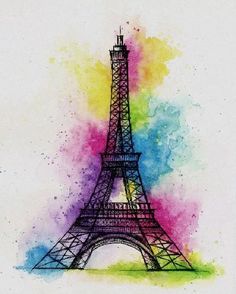 the eiffel tower painted in rainbow colors