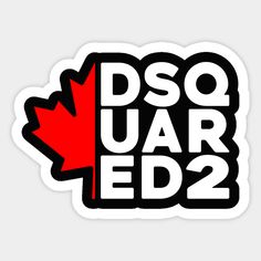 the dsquar ed2 sticker is shown in black, red and white