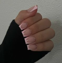 Birthday Asthetic Nails, Short Nails For New Mom, Light Pink French Tip Nails With Gems, Quarter Inch Acrylic Nails, Short Square French Tip Nails With Diamonds, Classy Nail Inspo Square Short, Small Square Acrylic Nails, Squared Summer Nails, Short Acrylic Nails Square Simple Classy