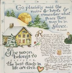 a christmas card with an image of a house in the snow and poem written on it