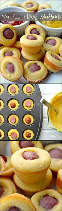 mini corn dog muffins with ham in the middle