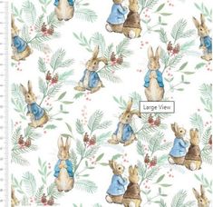 the fabric has rabbits and berries on it