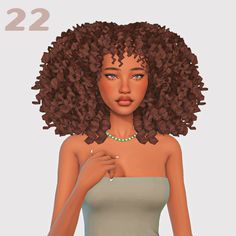 an animated image of a woman with curly hair