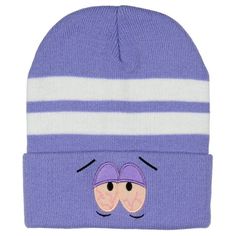 Delve into the zany world of South Park with this exclusive collection of four-character beanies! This set encapsulates the humor and essence of the show's beloved characters: Cartman, Towelie, Stan, and Kenny. In essence, this South Park beanies collection is a delightful blend of nostalgia, style, and comfort. Whether you're adding to your collection, gifting them to a fellow fan, or just wearing them out and about, you're bound to get noticed and share in some laughter. Made of a soft and breathable 100% acrylic fabric. Size: One Size.  Color: Purple.  Gender: unisex.  Age Group: adult. Crochet South Park Hat, South Park Beanie, Gengar Beanie, Cheap Purple Beanie One Size, Purple Knitted Beanie One Size, Big Face, Acrylic Fabric, Knit Beanie Hat, Exclusive Collection