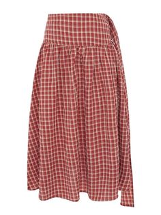 Lace-Up Side Zipper A-Line Plaid Skirt - SHExFAB Casual A-line Plaid Skirt, Casual Gingham Gathered Skirt, Plaid Long Skirt For Spring, Plaid A-line Skirt With Lining, Plaid Knee-length Summer Skirt, Plaid Knee-length Skirt For Summer, Summer Plaid Pleated Skirt, Cotton Plaid Flared Skirt, Plaid Cotton Flared Skirt