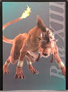 a card with an image of a lion on it's back and claws in the air