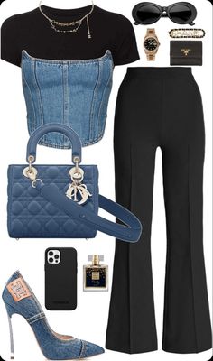 Polyvore Outfits Aesthetic, Classy Jeans Outfit, Chique Outfit, Stylish Work Attire, Baggy Pants, Casual Chic Outfit