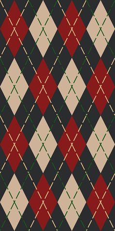 a black and red checkered pattern with green, brown, and white squares on it