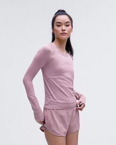 LULULEMON WOMENS' SWIFTLY TECH LONG SLEEVE RACE LENGTH 2.0 - ROSE BLUSH/ROSE BLUSH 2 Lululemon Long Sleeve Swiftly Tech, Lululemon Outfit, Lululemon Swiftly Tech Long Sleeve, Long Runs, Lululemon Long Sleeve, Garment Fabric, Swiftly Tech, Lululemon Tops, Free People Clothing