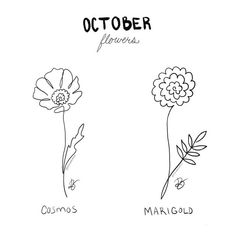 two flowers with the words october on them