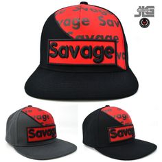 Thank you for shopping - JLGUSA Savage  FeaturesSavage Snapback Hat Cap Brand New with Tag and Sticker Savage Printed background with 3D Savage Embroidery Across the Front Panel Crown. Savage name Back Embroidery. All logos and letters on crown embroidered, stitched on  100% Cotton | Flat Bill Contrasting button and grommet ventilation Adult size adjustable with plastic snap back GREAT VALUE - WITH FAST SHIPPING All Hats are shipped in a BOX -------- Buying more than one item from JLGUSA? ------ College Snapback Hat With Embroidered Logo And Curved Bill, Customizable Fun Snapback Hat, One Size Fits Most, Embroidered Logo Six-panel Snapback For Streetwear, 5-panel Snapback Hat With Embroidered Logo For Streetwear, Embroidered Logo 5-panel Snapback Hat For Streetwear, Printed Backgrounds, Snap Backs, Snapback Hats, Hats For Women