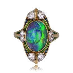 Rare Tiffany Opal Ring. Circa 1900 Tiffany And Co Rings, Rings Art Deco, Estate Diamond Jewelry, Enamel Jewellery, Peacock Jewelry, Gemstone Rings Vintage, Art Nouveau Ring, Diamond Jewelry Set, Vintage Cocktail Ring