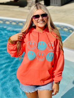 Smiley Neon Tee/Hoodie Yes, she really is THAT BRIGHT in person🥹😍 Aqua puff fontNeon coral color$35, SM-4XL Tee$50, SM-4XL Hoodie TAT: 5-7 business days Pink Casual Sweatshirt For Summer, Casual Hoodie With Screen Print, Casual Relaxed Fit Hoodie With Screen Print, Pink Relaxed Fit Hoodie For Leisure, Spring Hoodie With Screen Print And Relaxed Fit, Red Casual Sweatshirt With Screen Print, Spring Hoodie With Screen Print In Relaxed Fit, Relaxed Fit Screen Print Hoodie For Spring, Relaxed Fit Hoodie With Screen Print For Spring