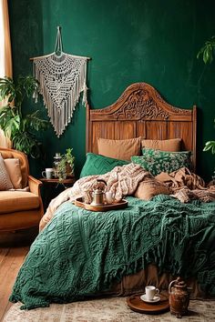 25+ Green Witch Aesthetic Bedroom Cozy Indi Bedroom, Boho Witch Aesthetic, Witchy Bedroom Decor, Forest Theme Bedroom