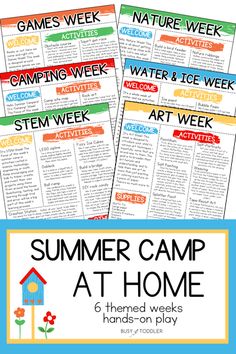 summer camp at home activities for kids to play in the sun, water and ice