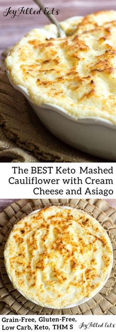 the best keto mashed cauliflower with cream cheese and asparage