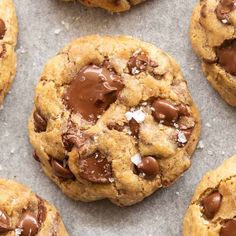 chocolate chip cookies on a baking sheet ready to be eaten