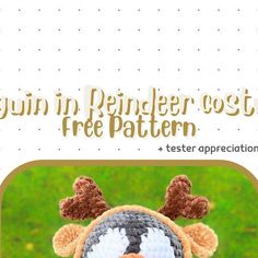 an image of a stuffed animal with the text, bunny in reindeer costume free pattern