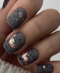 Black And Grey Nails Designs, Her Nails, Dots Nails, Nail Swag, Get Nails, Nailed It, Manicure Y Pedicure, Fancy Nails