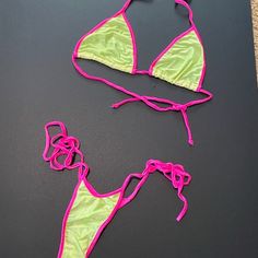 Tony's Wear String Bikini. Neon Yellow/Hot Pink. One Size. Color Is Amazing! Vintage Tony's Wear. Nwot Neon Bathing Suits, Neon Bikinis, Swim Wear, Neon Yellow, Pink Yellow, Womens Swim, String Bikinis, Bathing Suits, Hot Pink