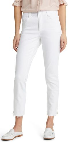 Wit & Wisdom 'Ab'Solution CoolMax® High Waist Raw Hem Straight Leg Jeans | Nordstrom Jeans For Older Women, Raw Hem Straight Leg Jeans, Summer Clothes, Straight Leg Jeans, Fashion Inspiration, Leg Jeans, White Jeans, Real Life, High Waist