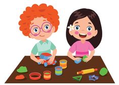 two children playing with toys on a table