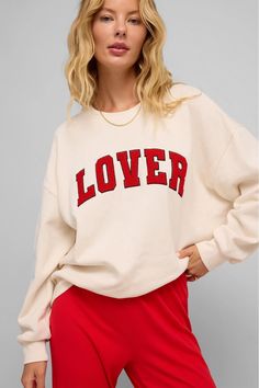 Oversized lover graphic sweatshirt Drop Shoulder Sweatshirt, Farm Clothes, Dropped Shoulder Sweatshirt, Baywatch, French Terry Fabric, Poncho Sweater, Basic Style, Hoodie Top, Bottoms Pants