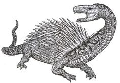 a drawing of a dinosaur with spikes on its back